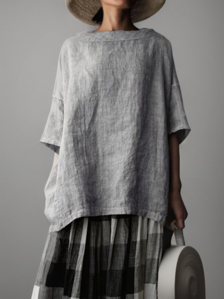 Kvinders Vintage Tunika Oversize med Bådhals 2