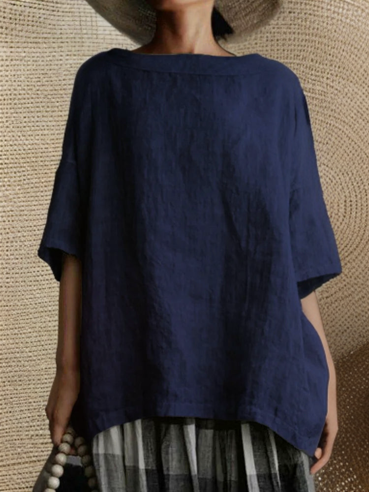 Kvinders Vintage Tunika Oversize med Bådhals 5