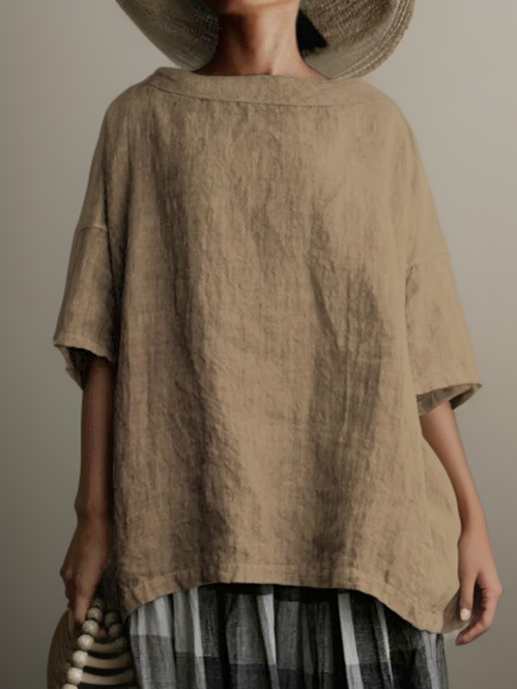 Kvinders Vintage Tunika Oversize med Bådhals 6