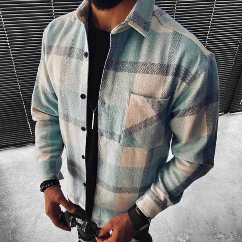 Herre Skjorte Casual Letvægts Bomuld-2