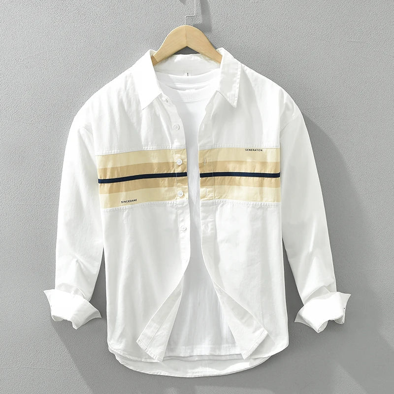 Herre Skjorter Patchwork Afslappet Bomuld