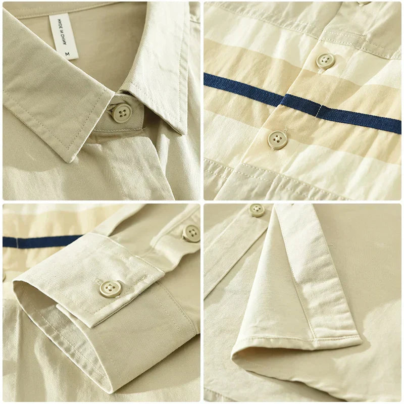 Herre Skjorter Patchwork Afslappet Bomuld