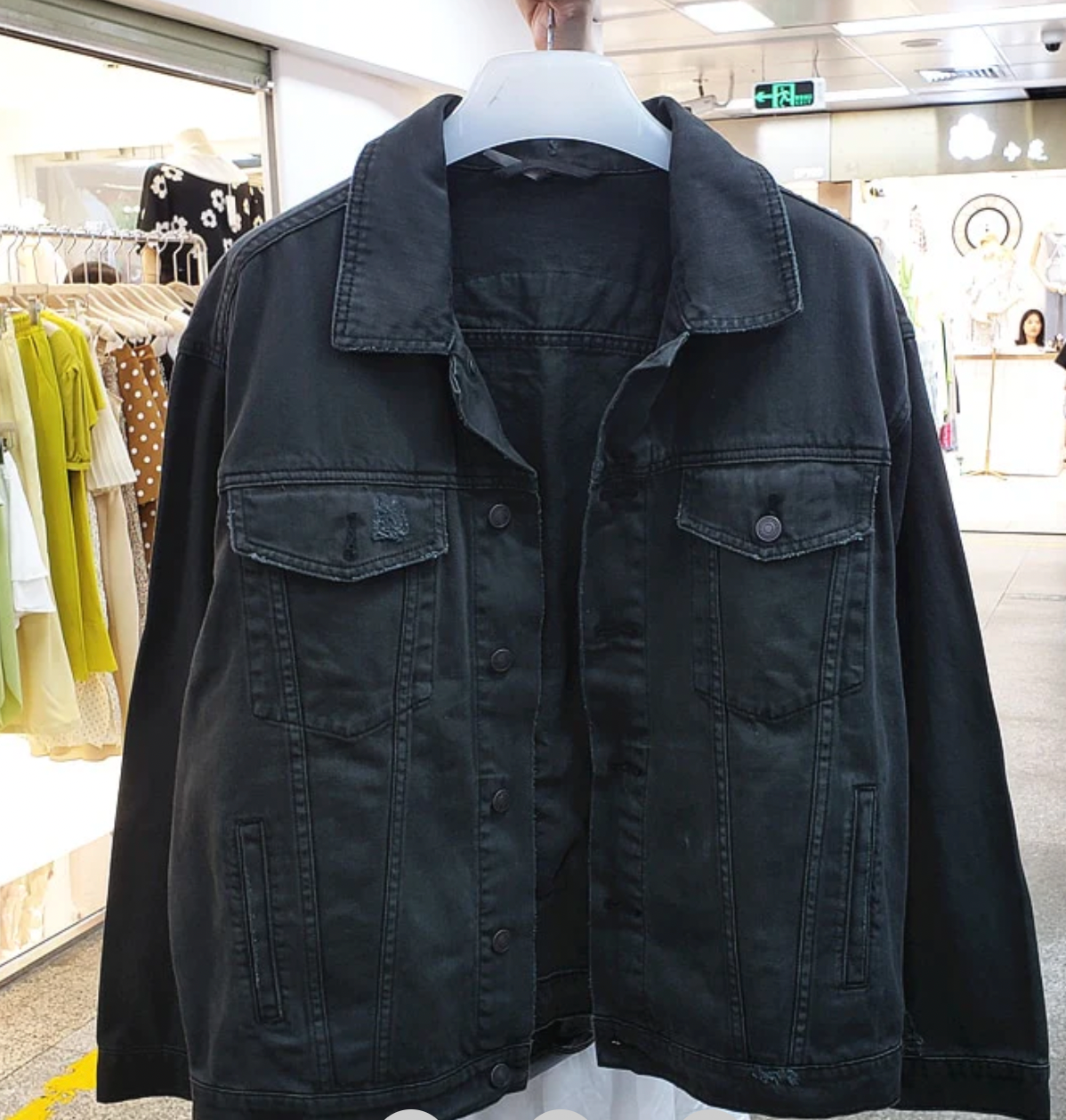 Kvinders Denimjakke Blomsterprint Kvalitets Denim-3