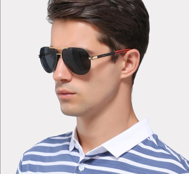 Mænds vintage aluminiumspolariserende solbriller