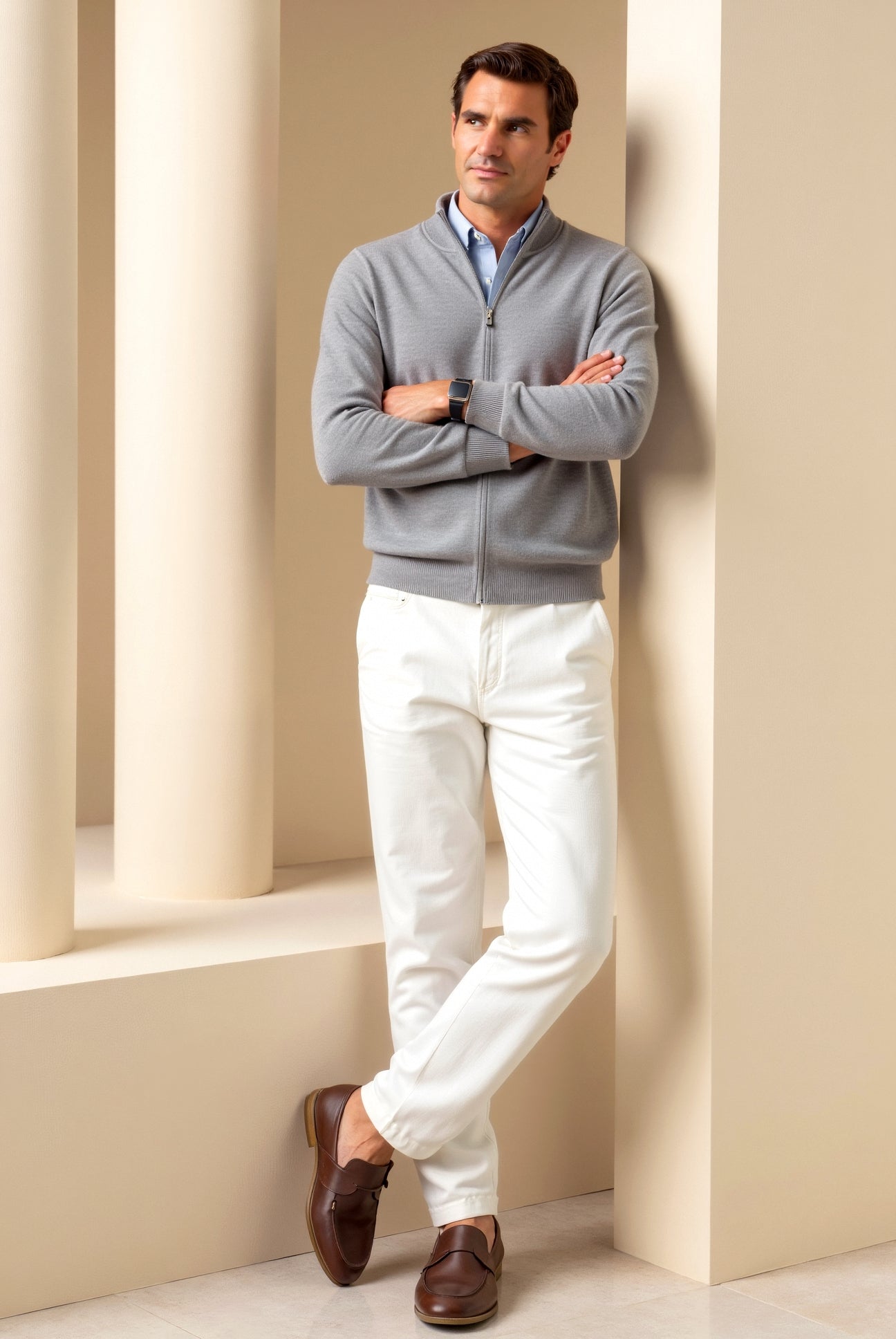 Mænds Cardigan Slim-Fit Stilfuld 4