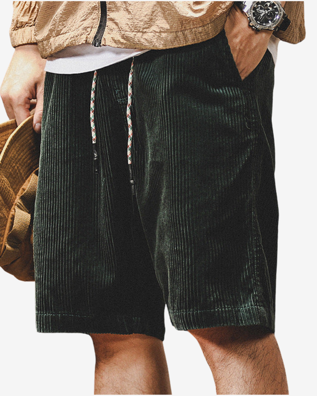 Mænds Casual Corduroy Shorts Med Afslappet Pasform 4
