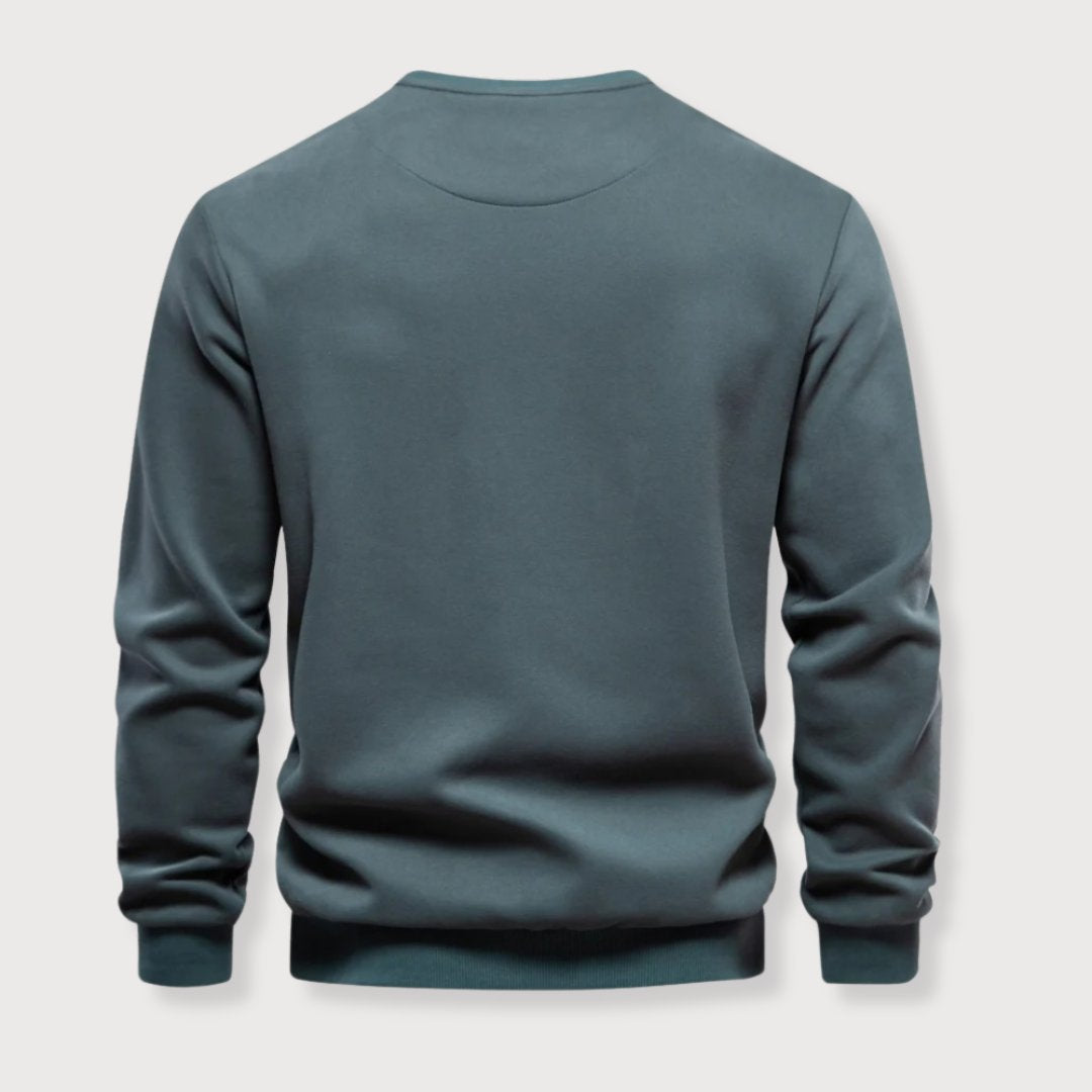 Mænds Crewneck Sweater med Lynlås Brystlomme Minimalistisk Stil 3
