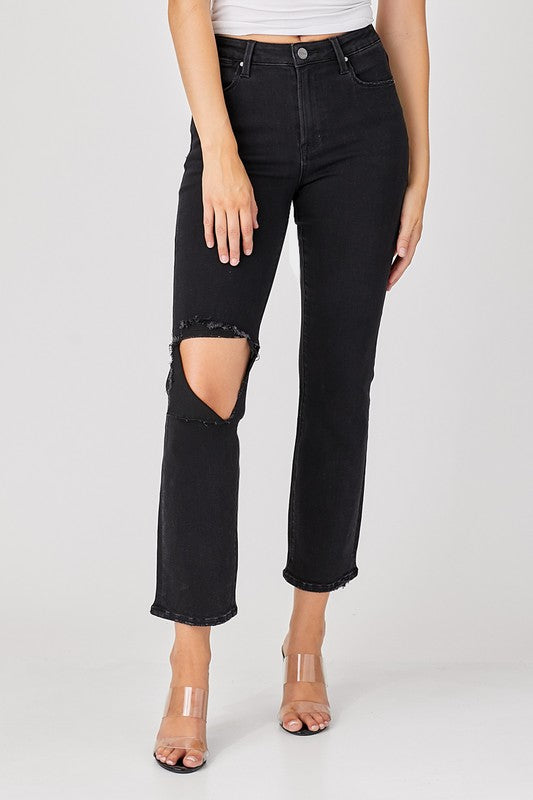 Mænds Denim Jeans Afslappet Distressed Sort 1