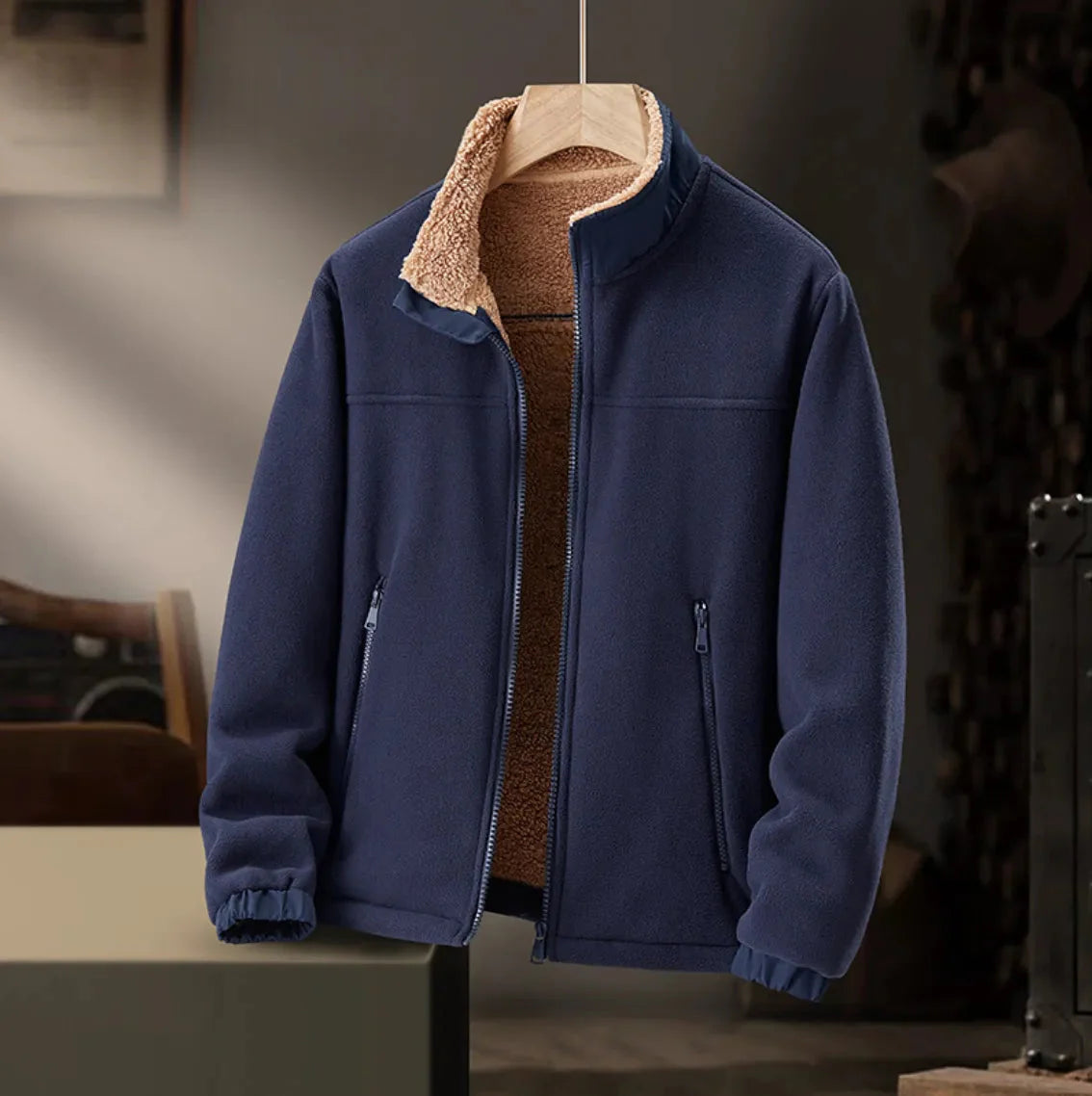 Mænds Fleece Jakke med Lynlås 1