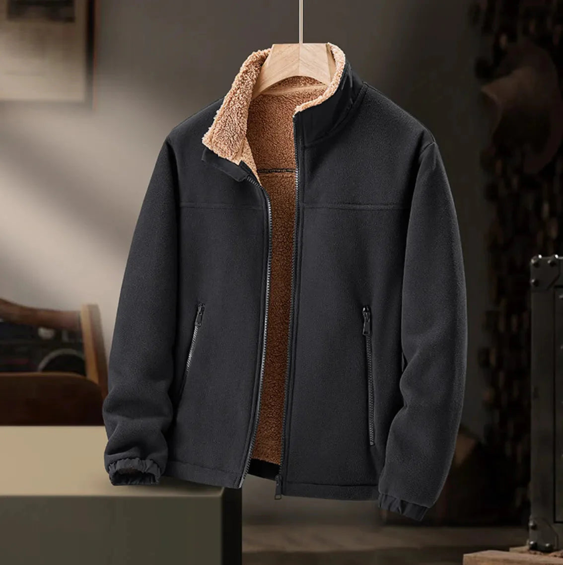 Mænds Fleece Jakke med Lynlås 3