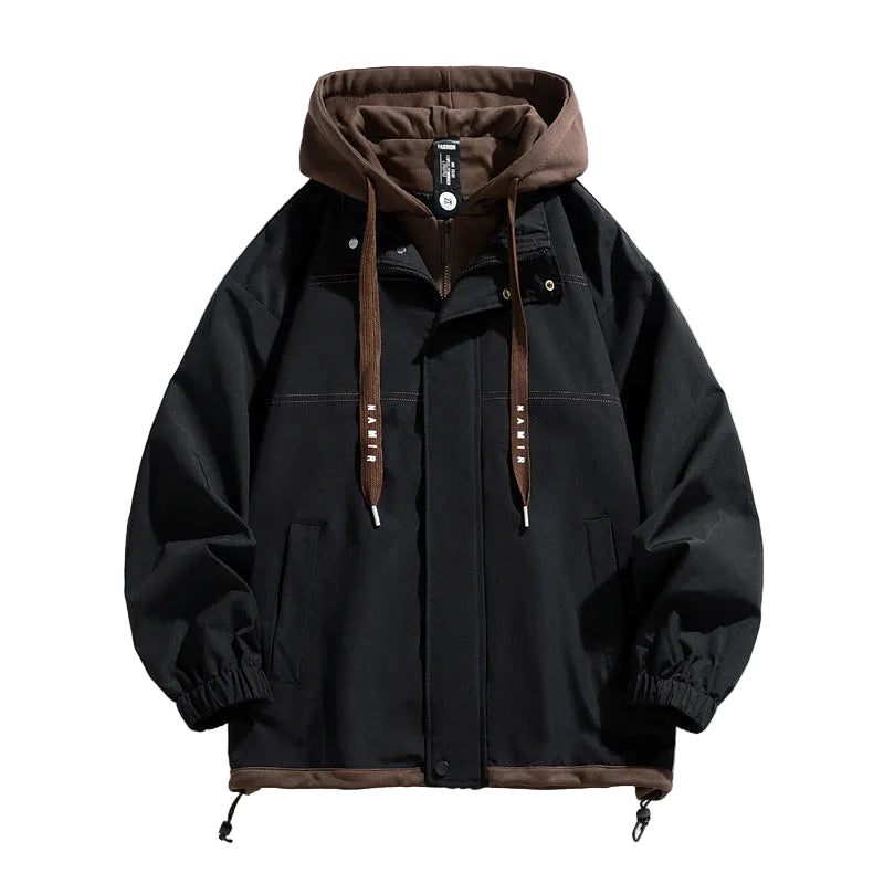 Mænds Hættejakke Oversized Lagdelt 0