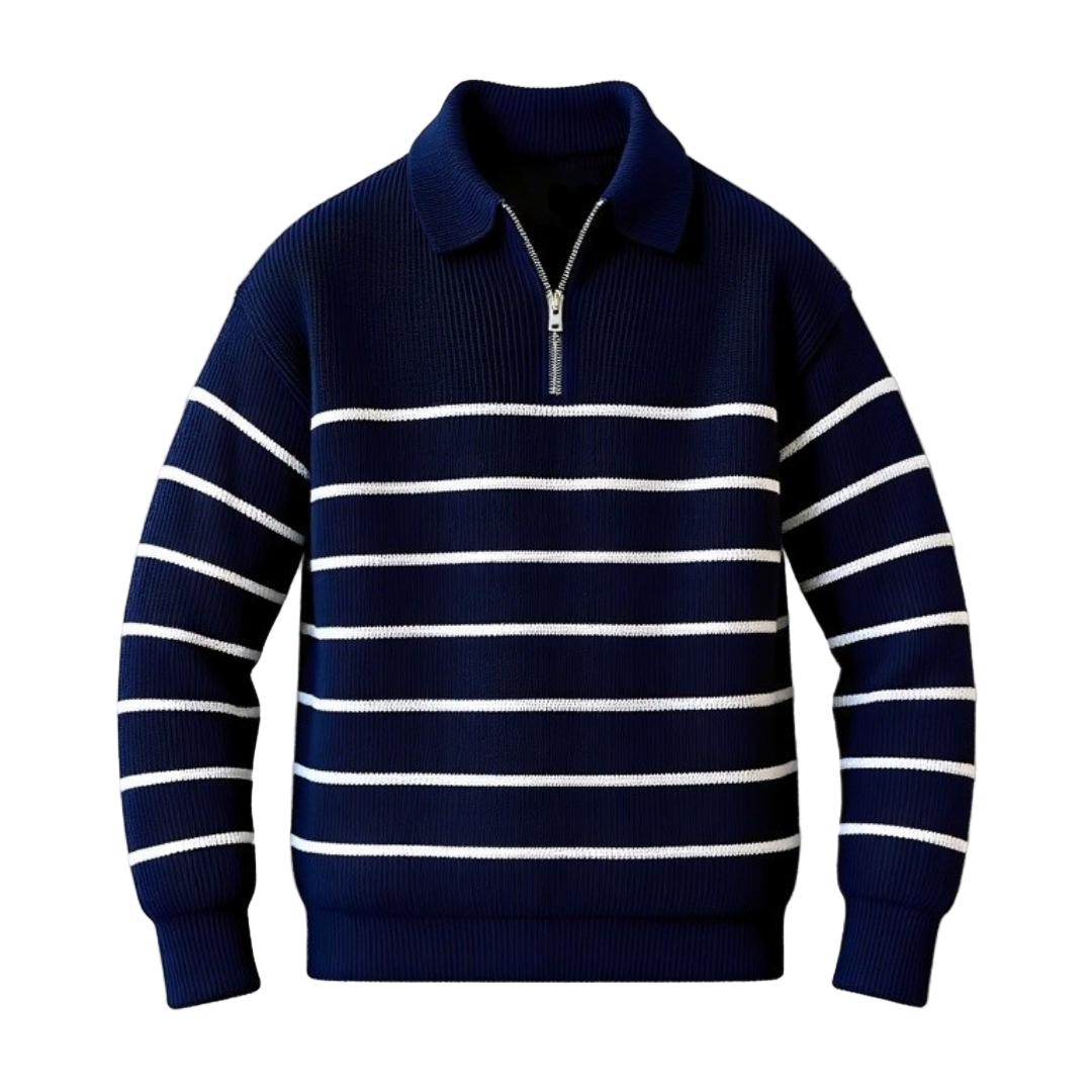 Mænds Halvzip Jumper Nautisk Stil 0