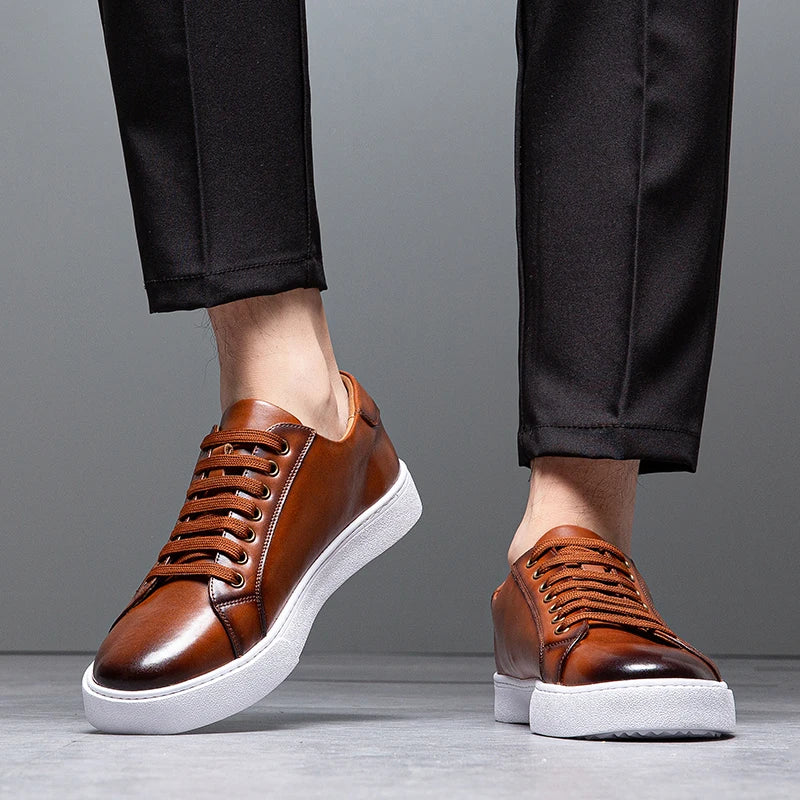 Mænds Læder Sneakers Minimalistisk Design 4