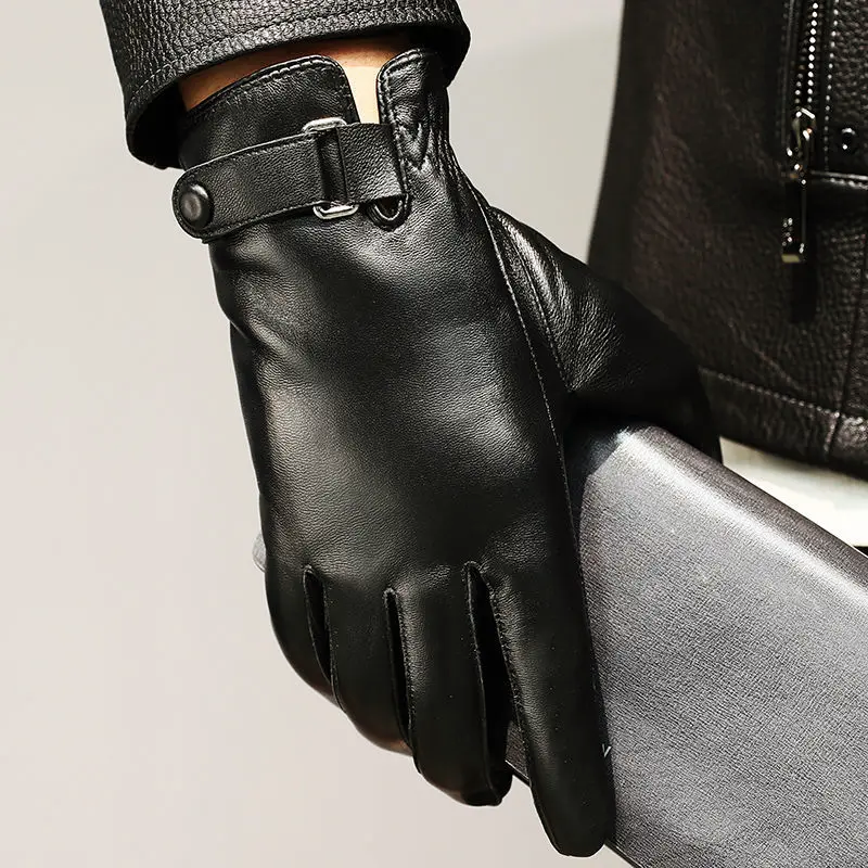 Mænds Læderhandsker med Fleece Foring 0