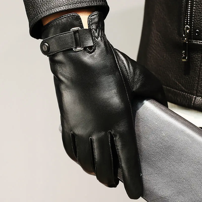 Mænds Læderhandsker med Fleece Foring 0