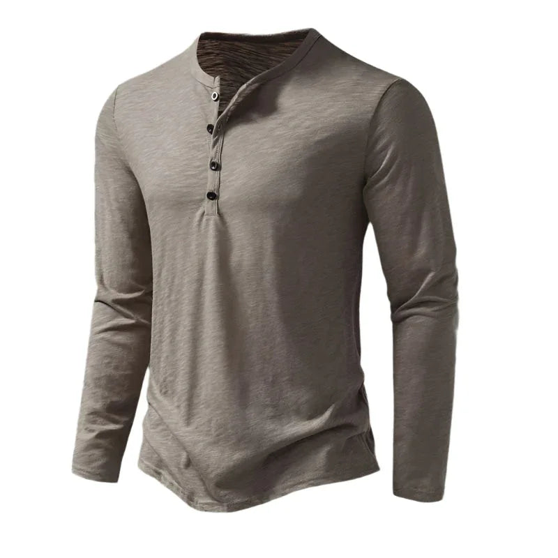 Mænds Langærmet Polo T-shirt med Båndkrave 8