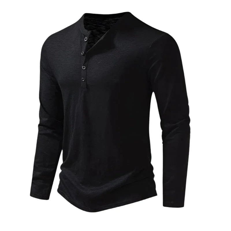 Mænds Langærmet Polo T-shirt med Båndkrave 9
