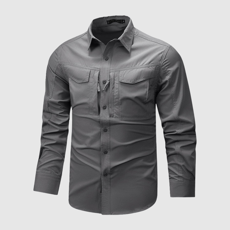 Mænds Langærmet Skjorte med Multi-pocket Design 3