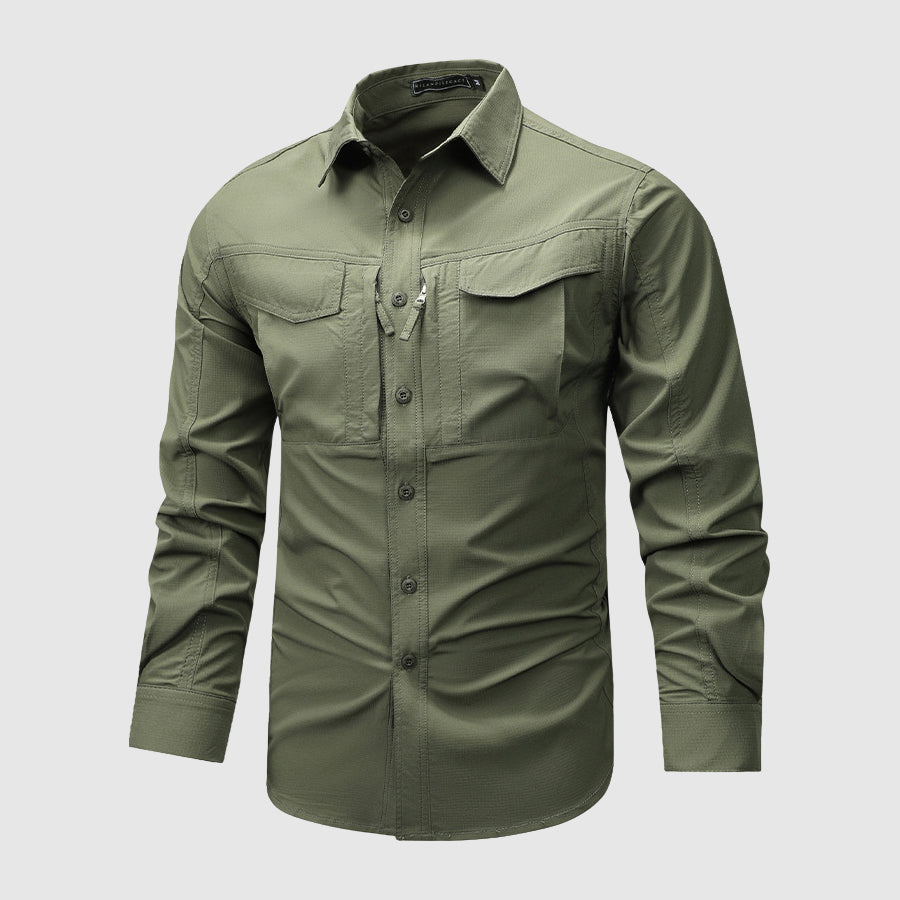 Mænds Langærmet Skjorte med Multi-pocket Design 4
