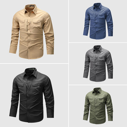 Mænds Langærmet Skjorte med Multi-pocket Design 5