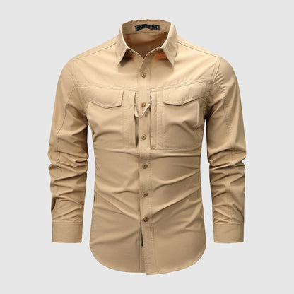 Mænds Langærmet Skjorte med Multi-pocket Design 6
