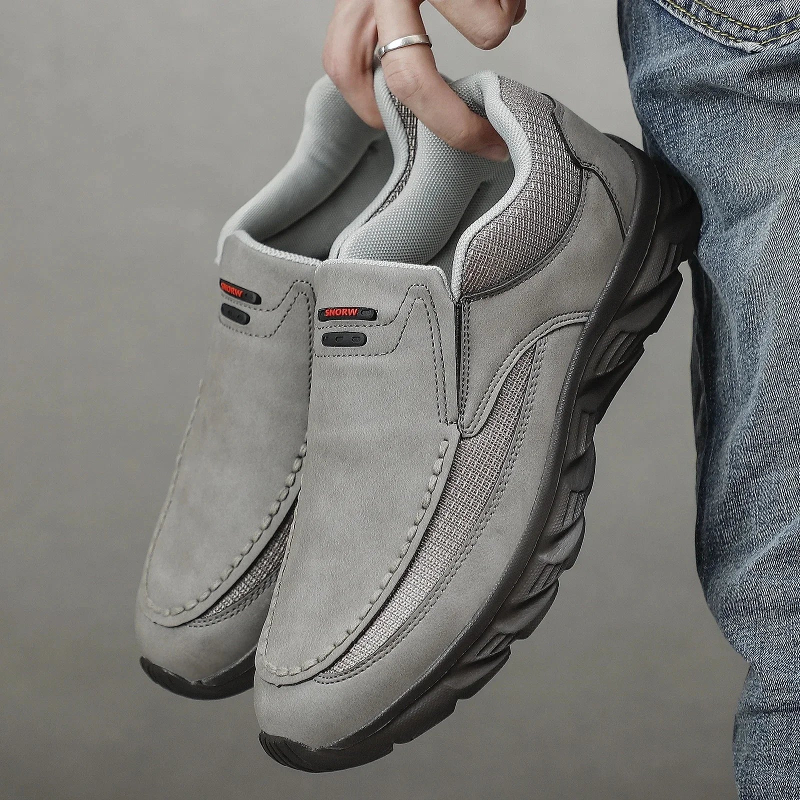 Mænds Loafers Retro Design Håndlavet Læder og Tekstil Sko 0