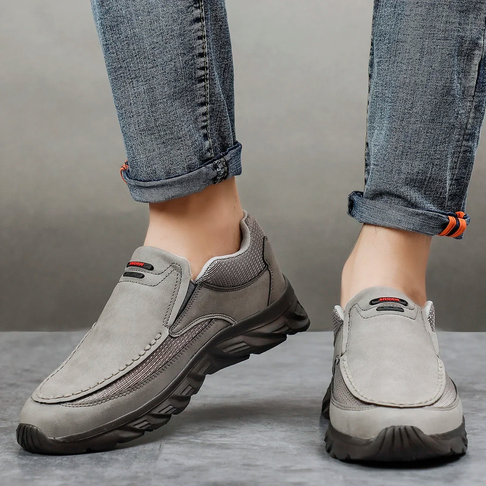 Mænds Loafers Retro Design Håndlavet Læder og Tekstil Sko 1