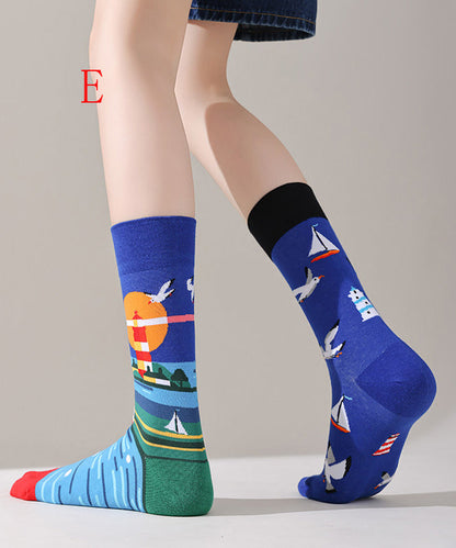 Mænds Mid Calf Sokker med Asymmetrisk Design 4