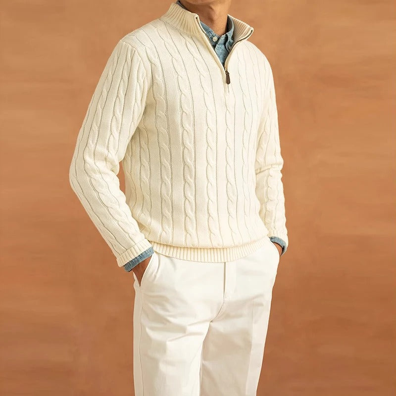 Mænds Mock Neck Sweater Jacquard Stil 2