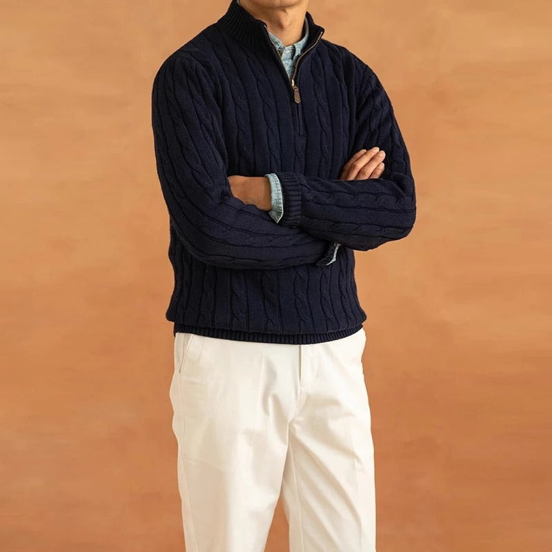 Mænds Mock Neck Sweater Jacquard Stil 4