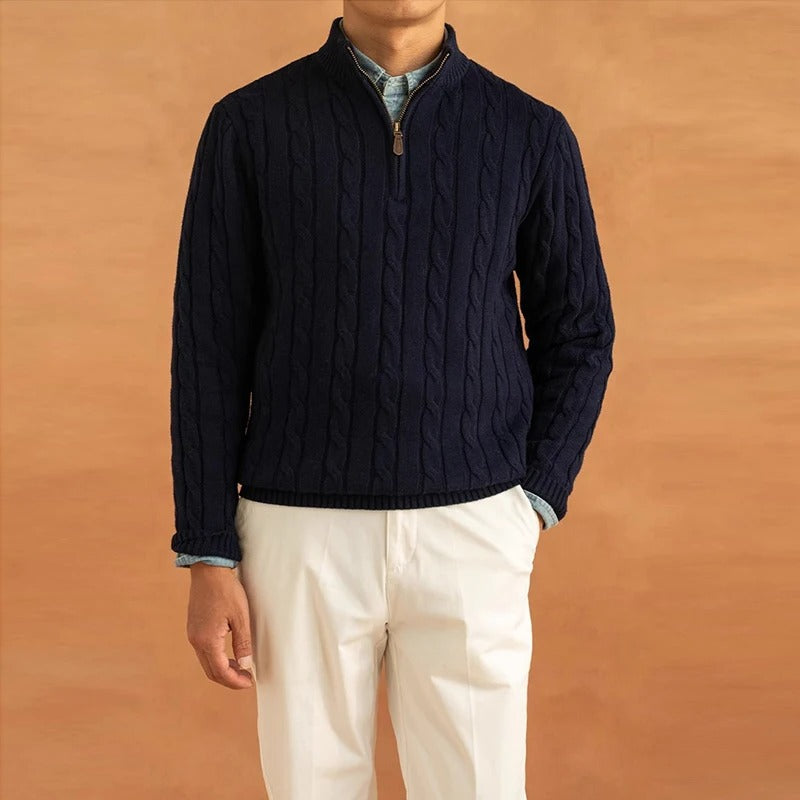 Mænds Mock Neck Sweater Jacquard Stil 5