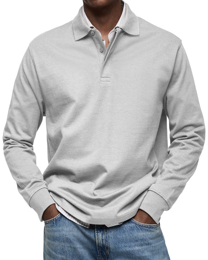 Mænds Polo Shirt med Knapkrave og Lange Ærmer 3