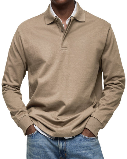 Mænds Polo Shirt med Knapkrave og Lange Ærmer 6