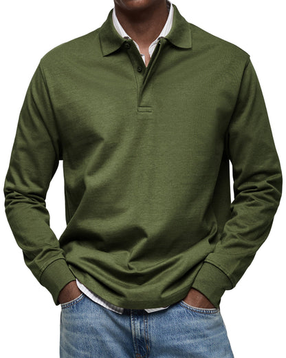 Mænds Polo Shirt med Knapkrave og Lange Ærmer 8