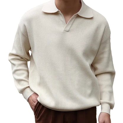 Mænds Polo T Shirt V-Hals Langærmet Casual Stil 0
