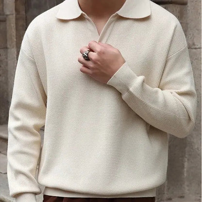 Mænds Polo T Shirt V-Hals Langærmet Casual Stil 1