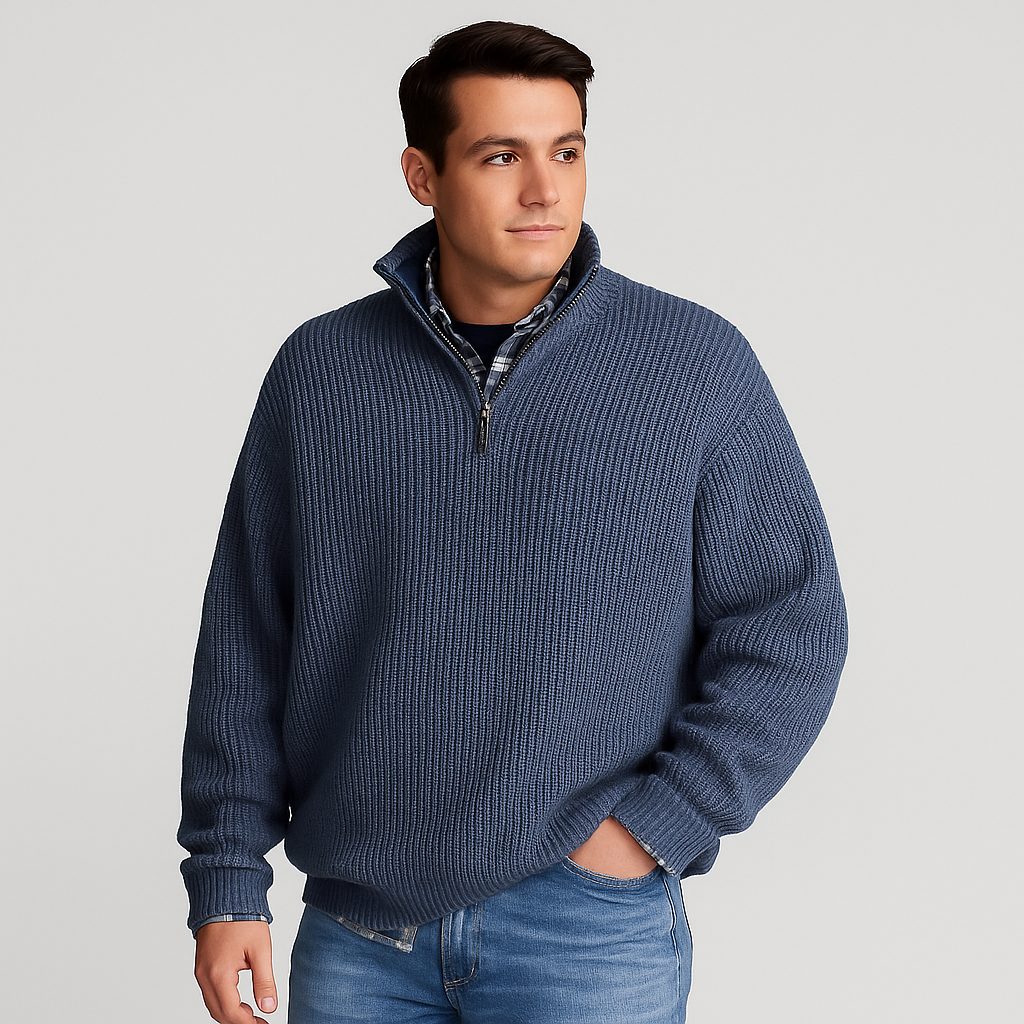 Mænds Pullover Sweater med Halv Lynlås 4