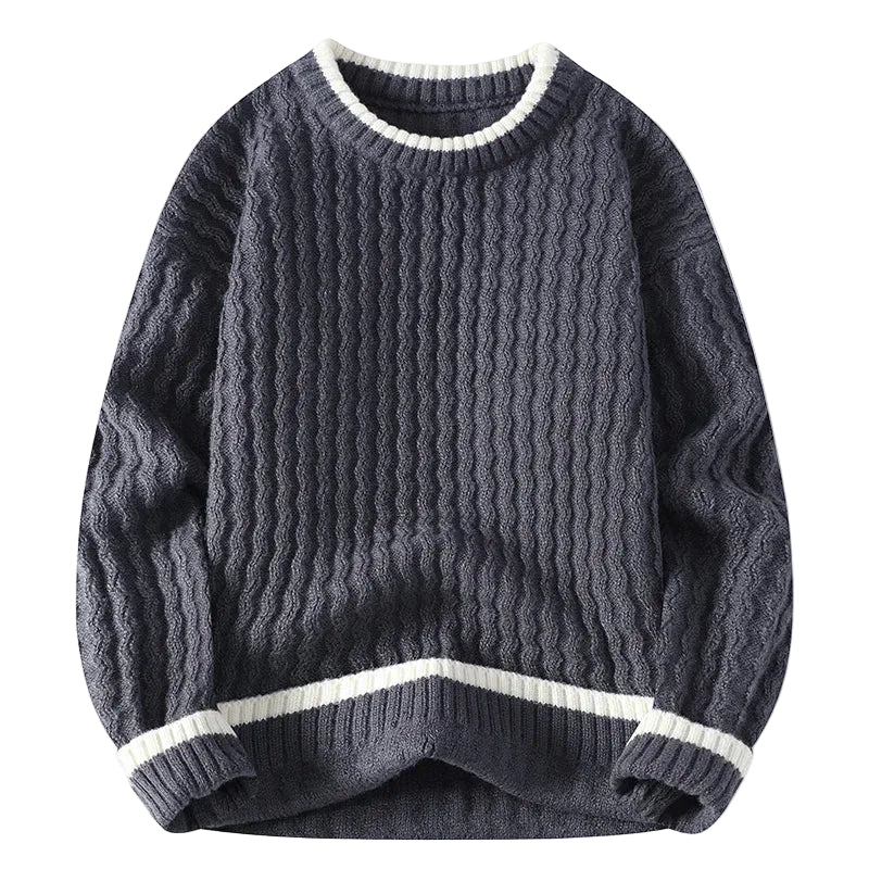Mænds Pullover Sweater med Stribet Design 0