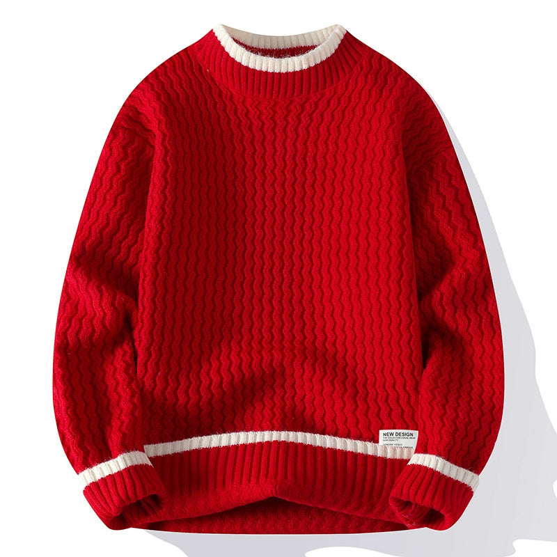 Mænds Pullover Sweater med Stribet Design 3