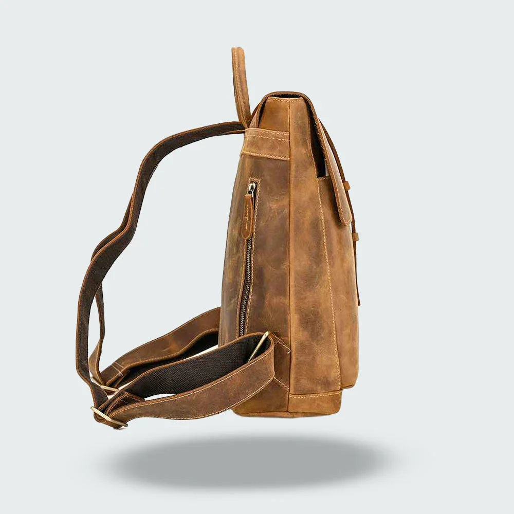 Mænds Rygsæk med Læderflap Vintage Stil 2