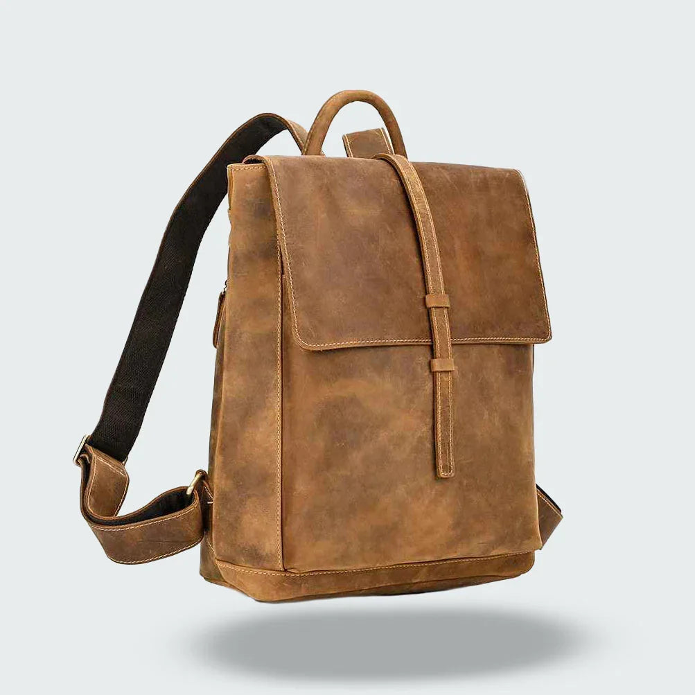 Mænds Rygsæk med Læderflap Vintage Stil 4