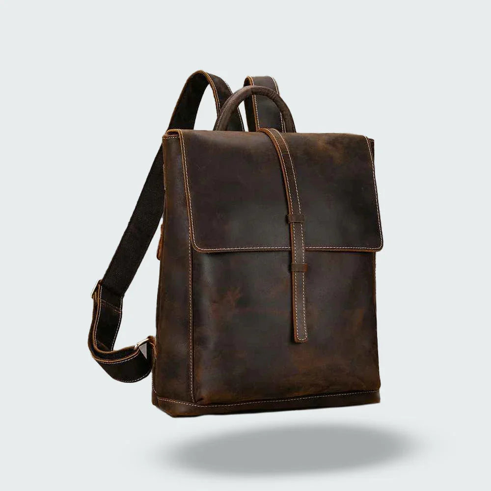 Mænds Rygsæk med Læderflap Vintage Stil 5