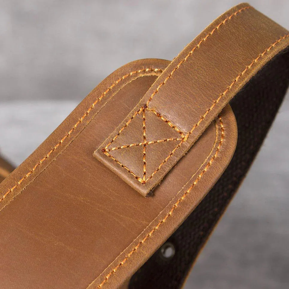 Mænds Rygsæk med Læderflap Vintage Stil 6