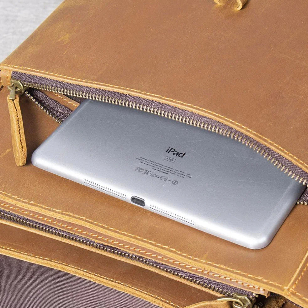 Mænds Rygsæk med Læderflap Vintage Stil 7