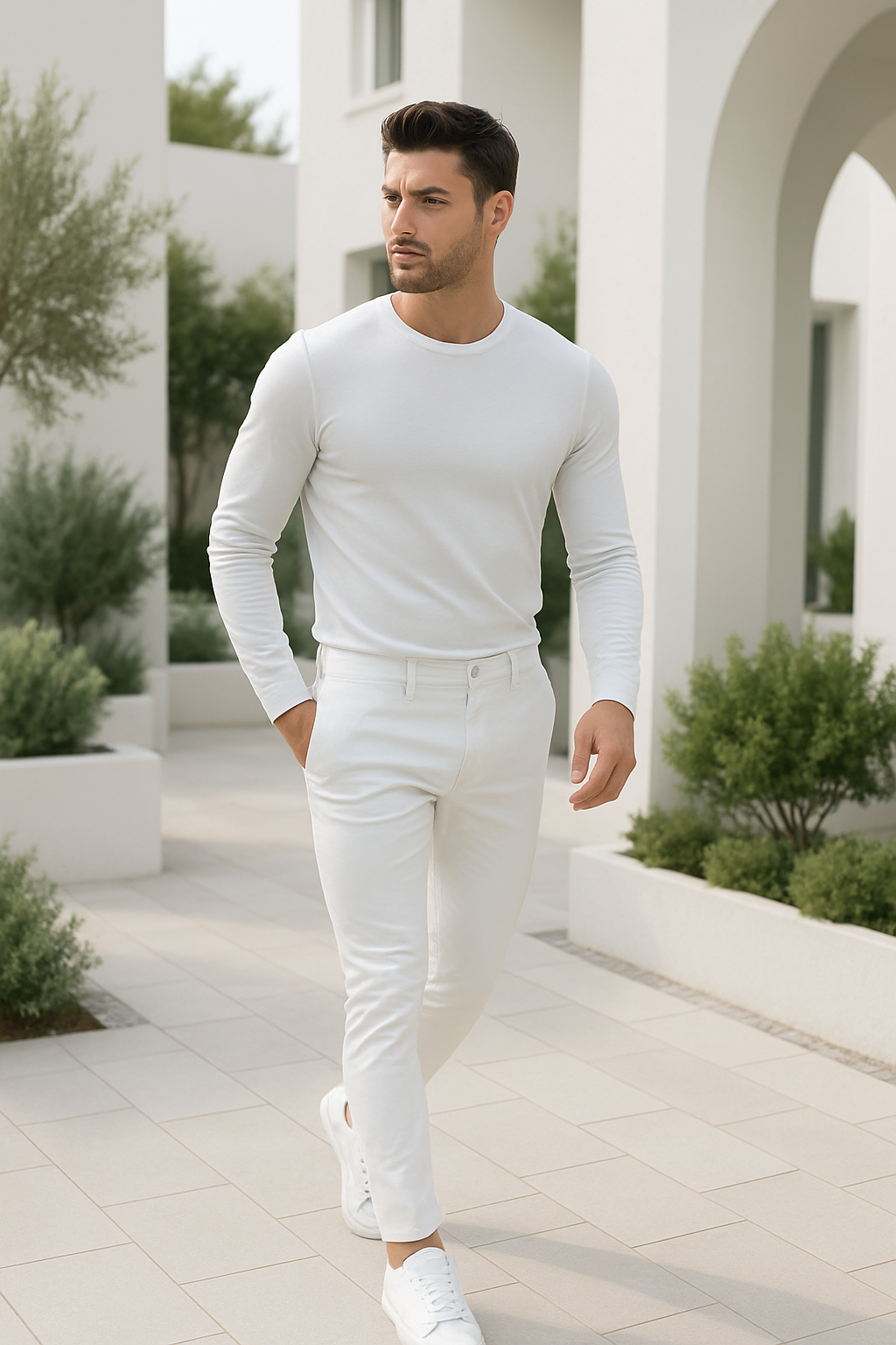 Mænds Slim Fit Denim Bukser Strækbart Materiale med Lommer 1