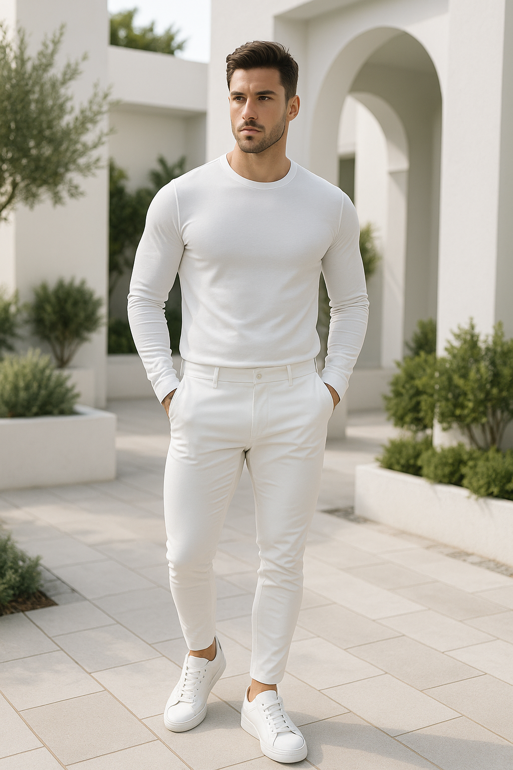 Mænds Slim Fit Denim Bukser Strækbart Materiale med Lommer 2