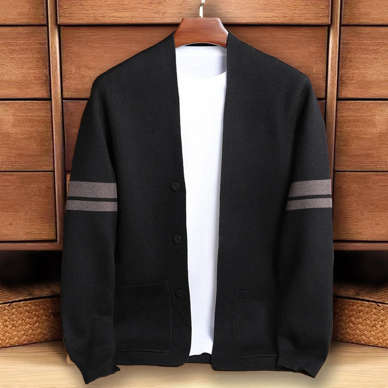 Mænds Strik Cardigan med Knaplukning 1