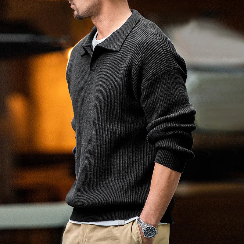 Mænds Strikket Polokrave Sweater Stilfuld 1