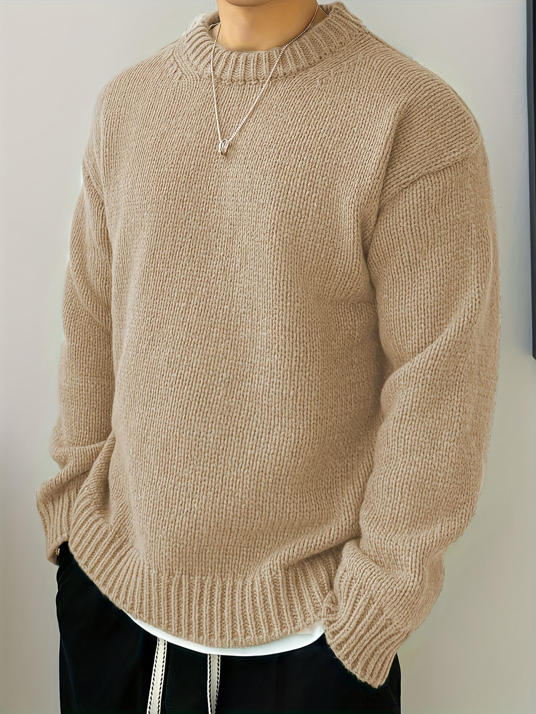 Mænds Strikket Sweater Enkel Stil 2