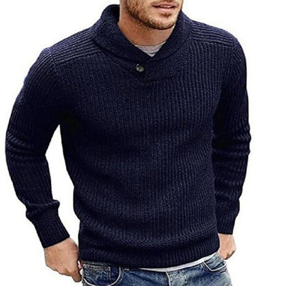 Mænds Strikket Sweater Rund Hals Moderne Stil 5